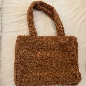 PINK Victoria's Secret Brown Plush Tote Bag